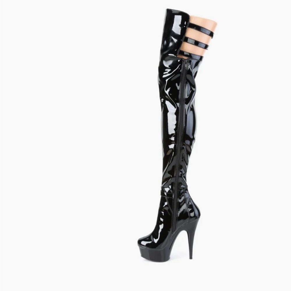Pleaser Black Over the Knee Platform Boots